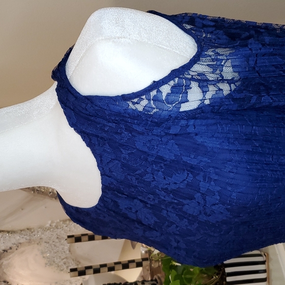 🎉HP🎉 INC International Concepts NWOT Size S Sapphire Blue Lace Top! 💙💘💙 - Picture 5 of 12
